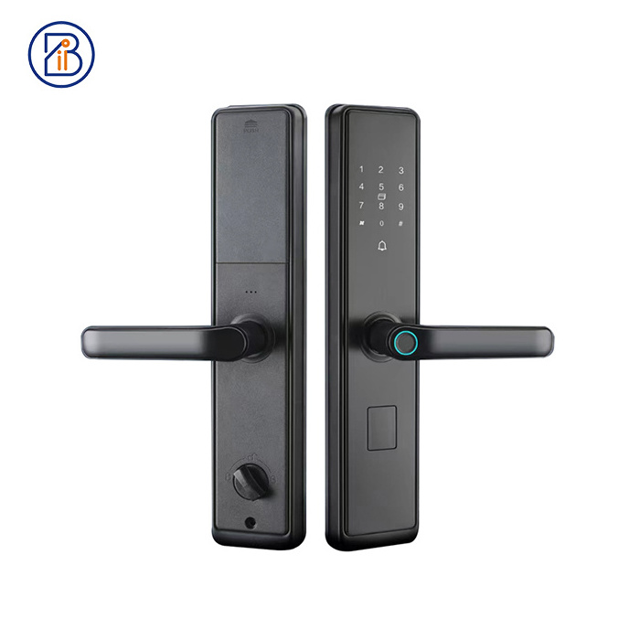 Good price House deadbolt mortise latch door locks fingerprint handle with keys finger print Locker Lock with USB Charging Black