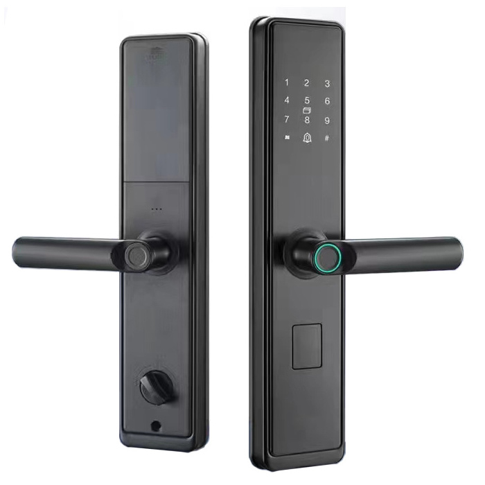 Good price House deadbolt mortise latch door locks fingerprint handle with keys finger print Locker Lock with USB Charging Black