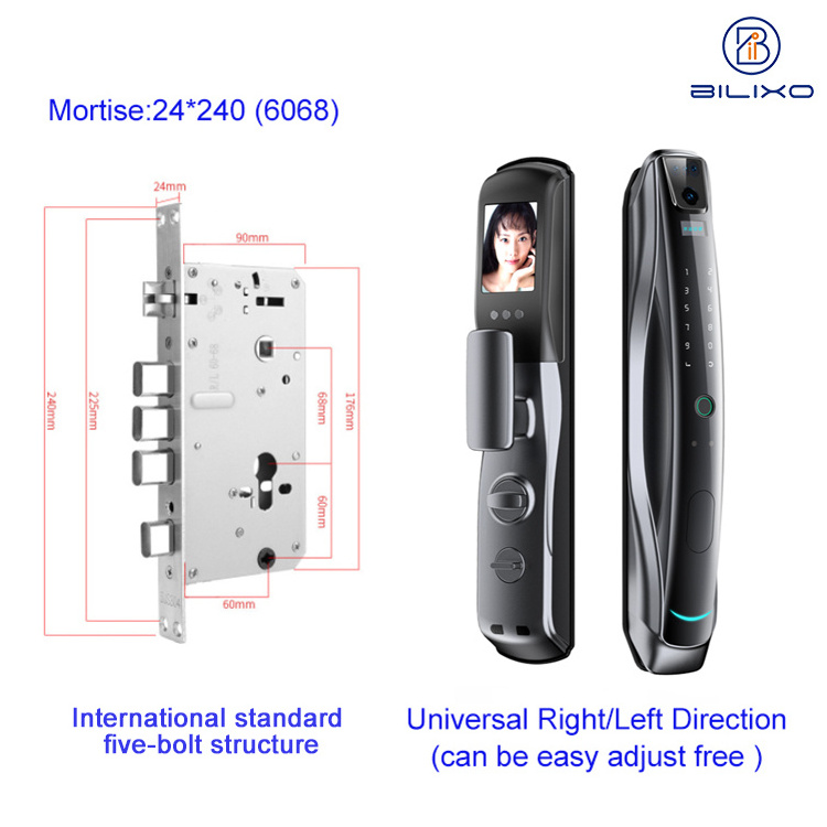 High Quality 3D Face & Fingerprint Recognition Usmart go APP Wireless Passcode Smart Door Lock With Keys