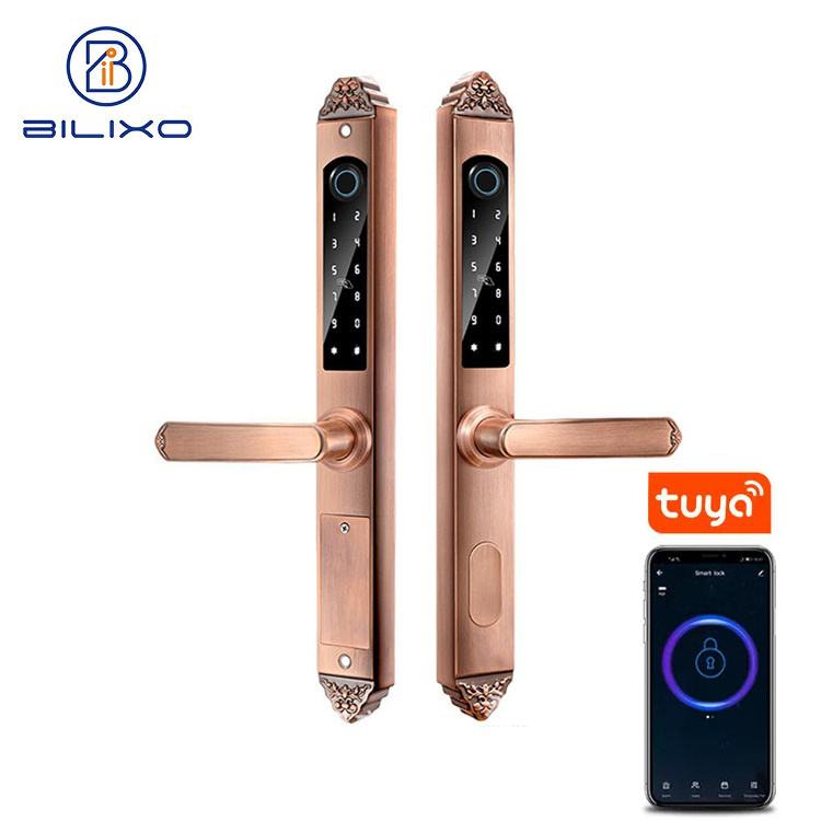 Tuya APP Wireless Biometric Finger Print Passcode IC Card High Quality Keypad Intelligent Door Lock For Front Door