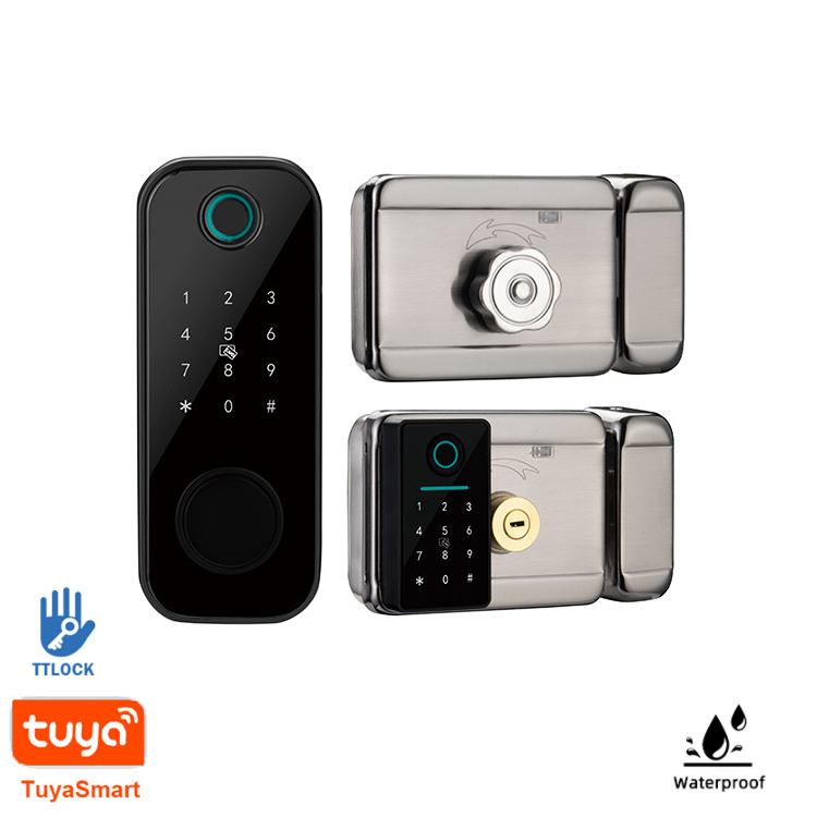 TTlock BLE Tuya APP Wifi Wireless Remote Control High Security Anti-Thief Waterproof Electric Smart Door Lock With Keys