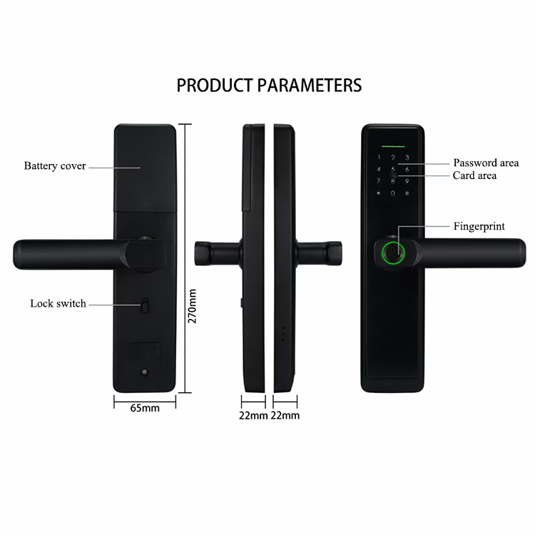 8 language Voice WIFI APP  Aluminum Fingerprint Inside Digital Handle Keyless Tuya Smart Door Lock