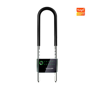 IP65 card Smart Alarm Bicycle Lock Biometric Fingerprint GPS Intelligent U Locks Fingerprint Glass door padlock tuya waterproof