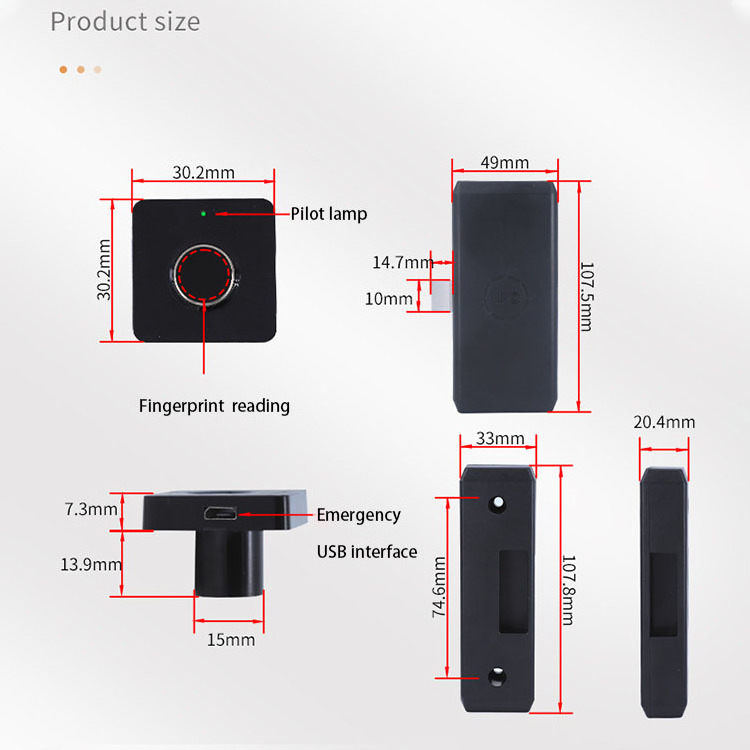 Keyless Electronic Digital Security Biometric Fingerprint Smart Cabinet Locker Lock With Battery