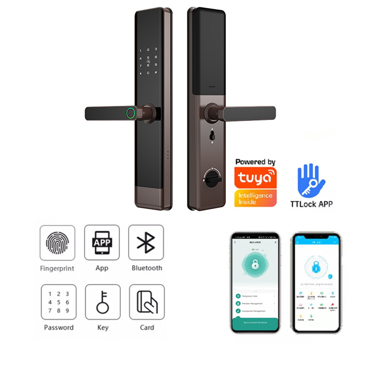 Multi-country voice Language Security Electric Digital Fingerprint Smart Door Lock With Tuya APP Wifi Mobile Lock