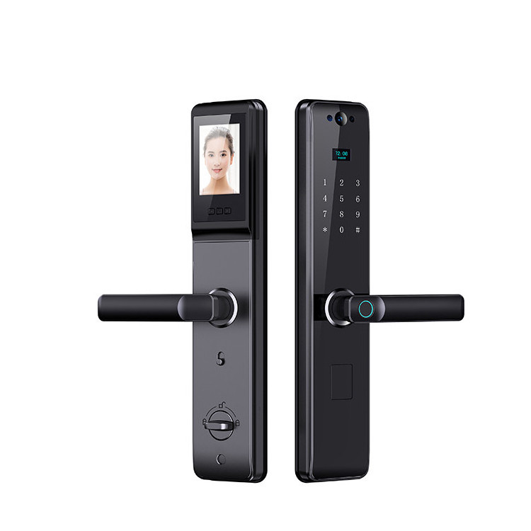 Tuya Wifi Electronic Security Digital Fingerprint Biometric Password Deadbolt Smart Door Lock with Camera