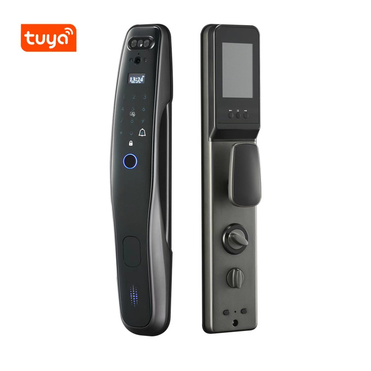 12 languages Russian Spanish Indonesian Smart Tuya 3D Face Recognition 4.0-inch Screen Fingerprint 4200mAH Battery Door Lock