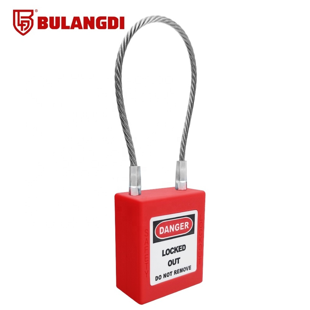 Lockout Tagout Industrial safety steel cable lock with flexible wire padlock loto safety padlock