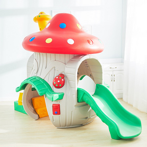 outdoor indoor mushroom  bright color kids plastic playhouse with slide and stairs