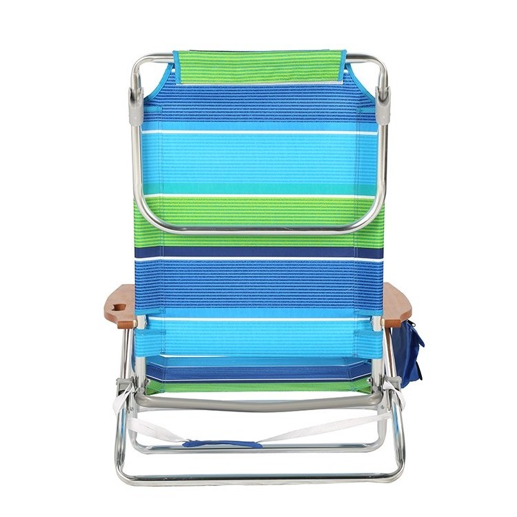 Outdoor Folding Camping Chair Lounge Aluminium Custom  Beach Chair Portable With Wooden Arms