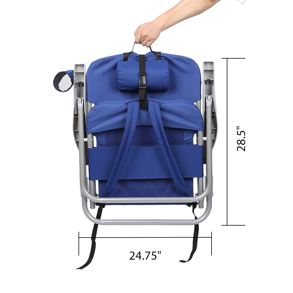 SALE Outdoor Stackable Steel Backpack Portable Folding Beach Camping Chair with Cup Holder