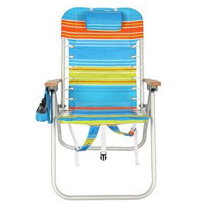 Portable lightweight folding aluminum beach lounge chair with cooler storage pouch