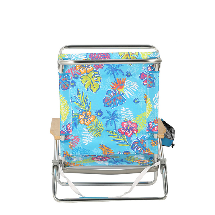 Easy folding lightweight portable aluminum recline  beach chair with cup pouch