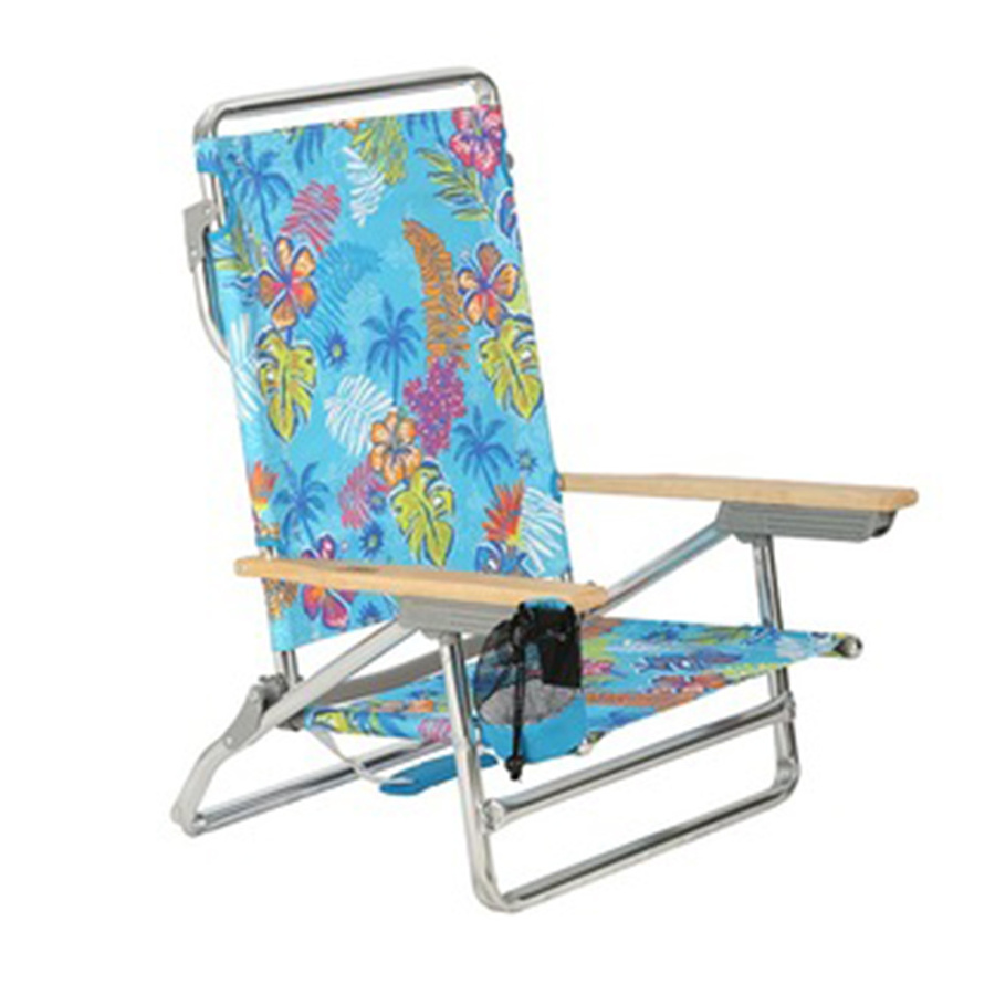 Easy folding lightweight portable aluminum recline  beach chair with cup pouch