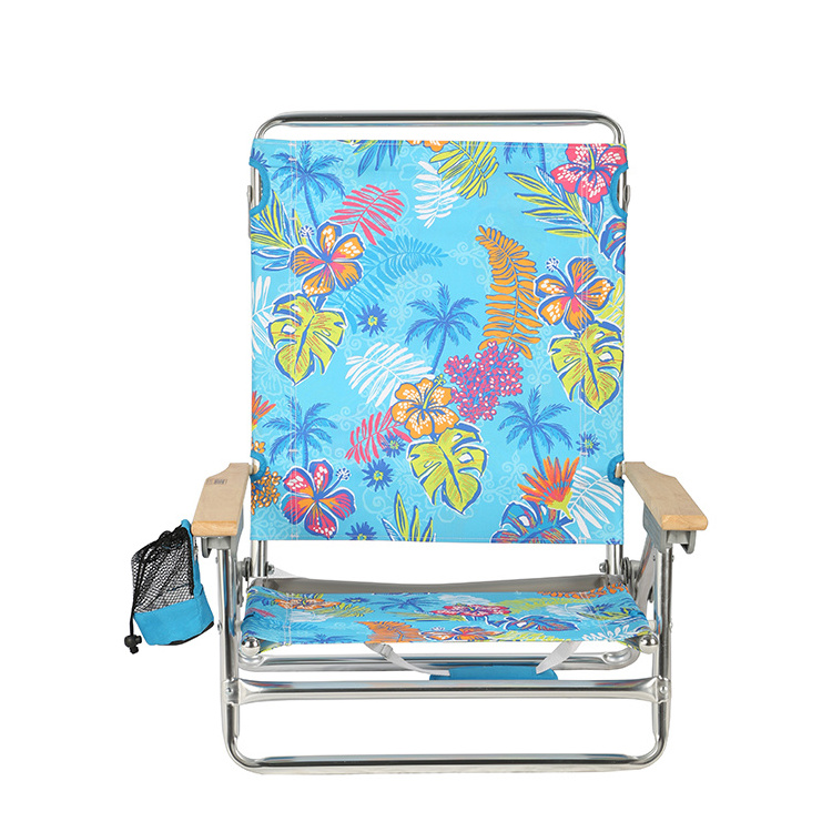 Easy folding lightweight portable aluminum recline  beach chair with cup pouch