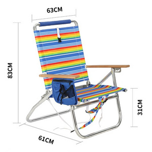 Outdoor Aluminum Reclining Camping Backpack Beach Wooden Chair Foldable