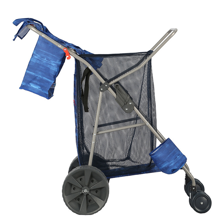 Folding Beach  Cart Trolley Deluxe Tote Storage Transport Wheeler