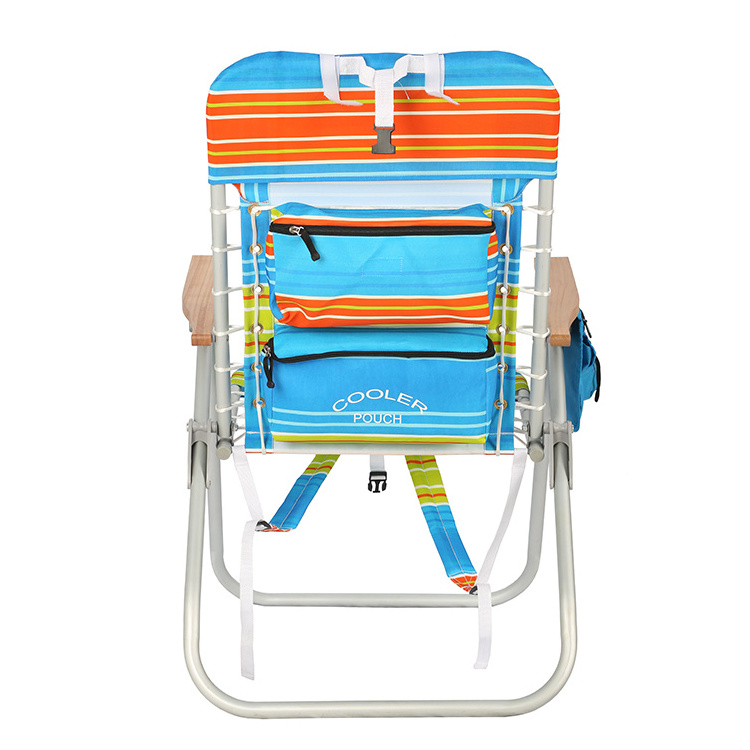 Portable lightweight folding aluminum beach lounge chair with cooler storage pouch