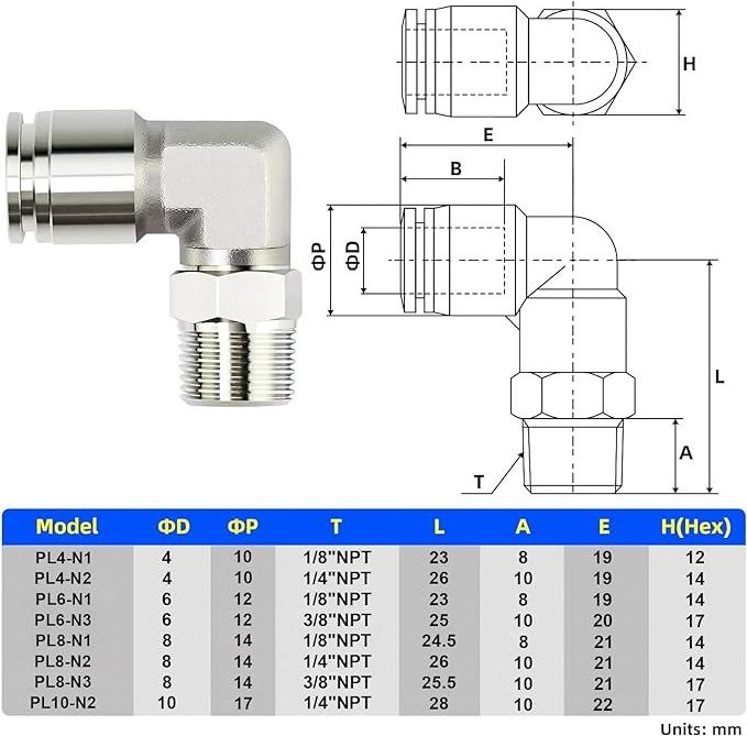 Pneumatic parts air Fittings One Touch tube fitting Push in Brass Nickel Stainless Steel Metal Connect Pneumatic Part