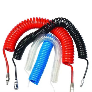 Reinforced high pressure  flexible spiral air brake  Polyurethane (PU) Coil tube Air Compressor Hose With Quick Connect Fittings