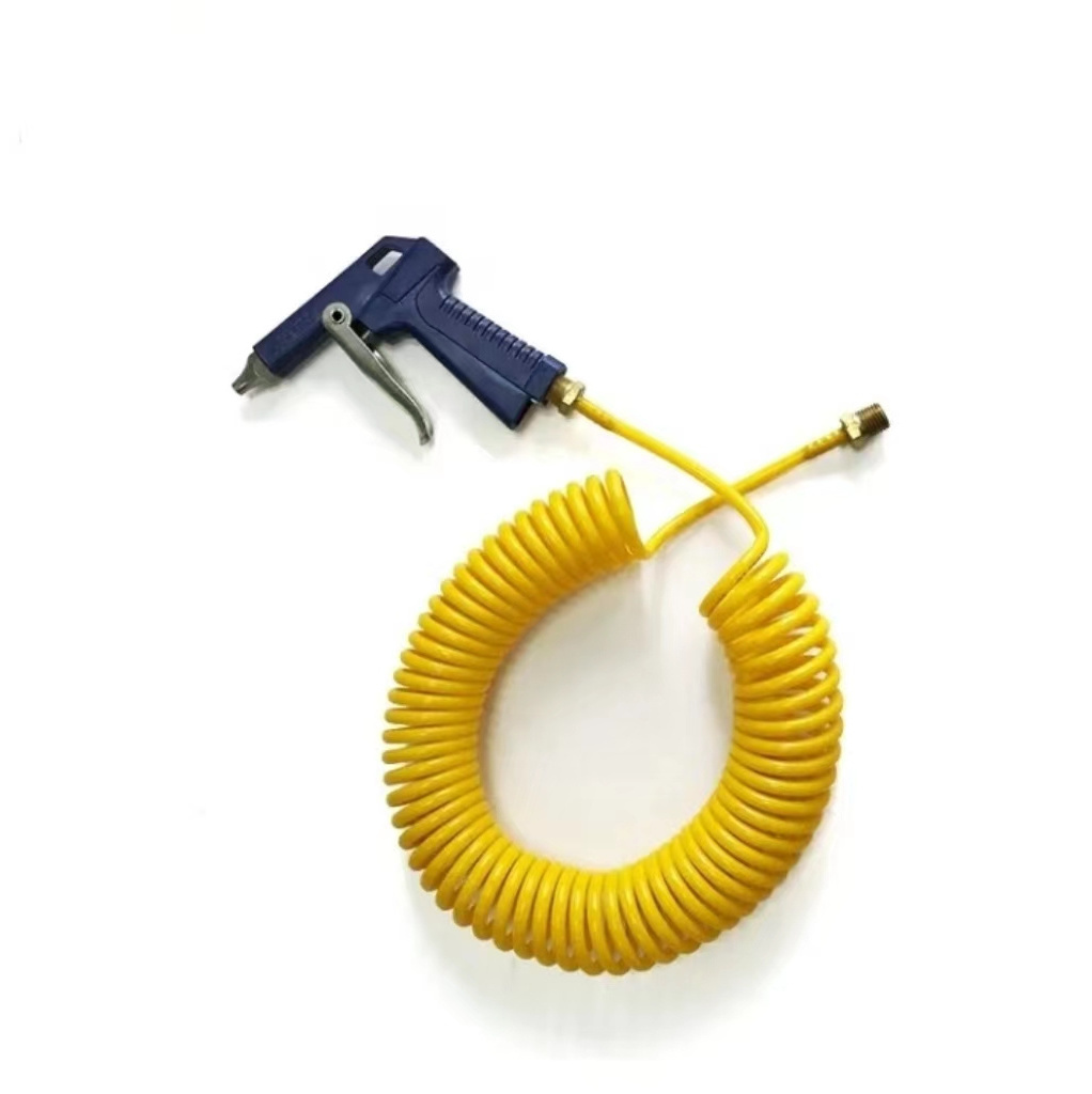 Reinforced high pressure  flexible spiral air brake  Polyurethane (PU) Coil tube Air Compressor Hose With Quick Connect Fittings