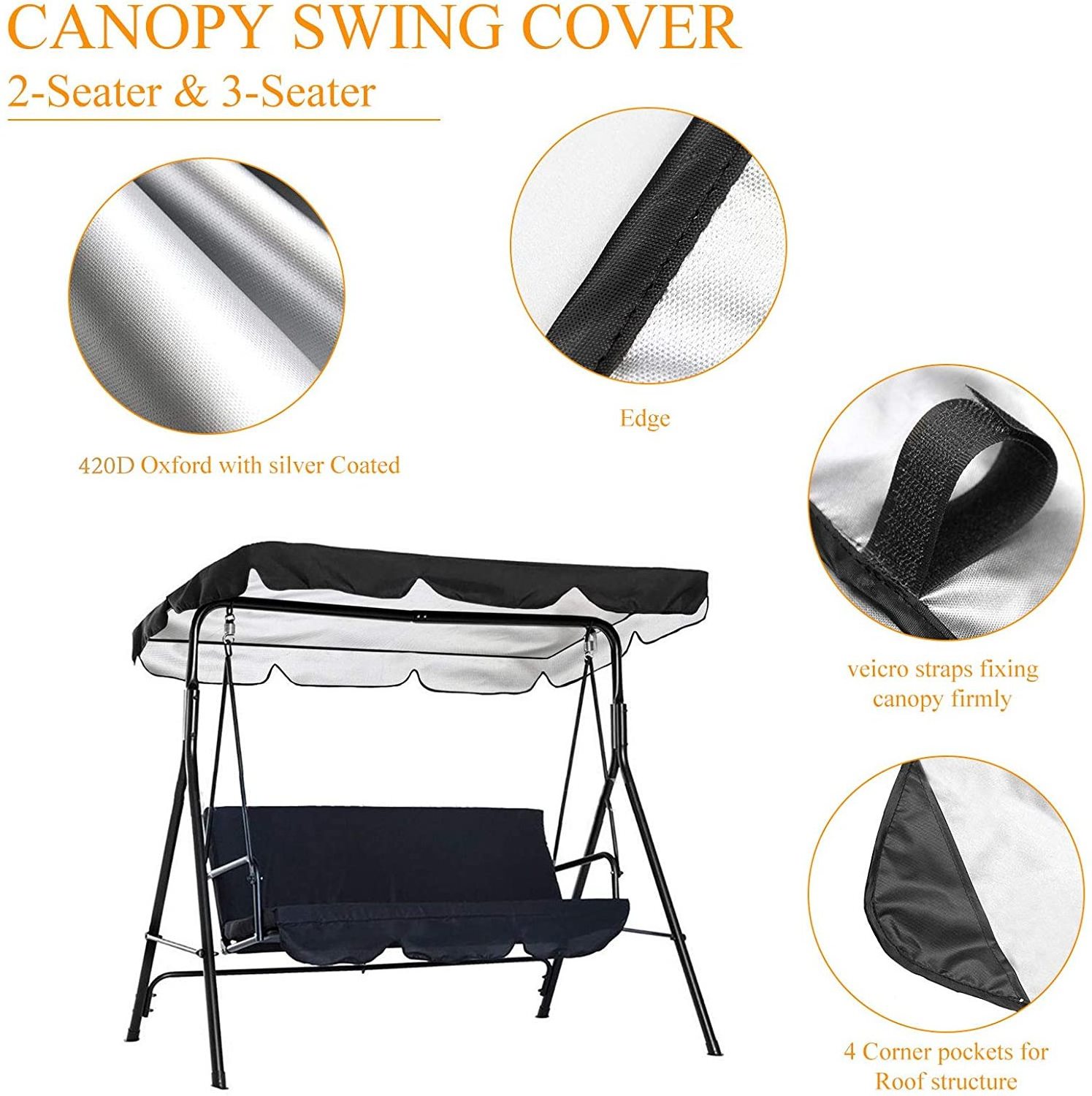 Patio Swing Canopy Replacement Cover  Garden Swing Canopy Top Cover