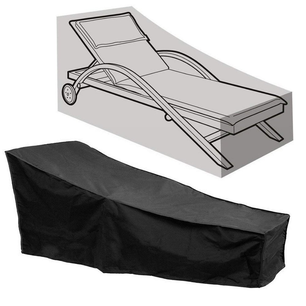 Sun Lounger Cover Waterproof Sunbed Cover Outdoor Garden Patio Furniture with a Storage Bag,Black,184x77x76cm