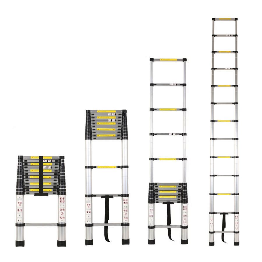 Safety Assured Multi-purpose Ladder 330lbs En131 Aluminum Telescopic Ladder Black with 13 step