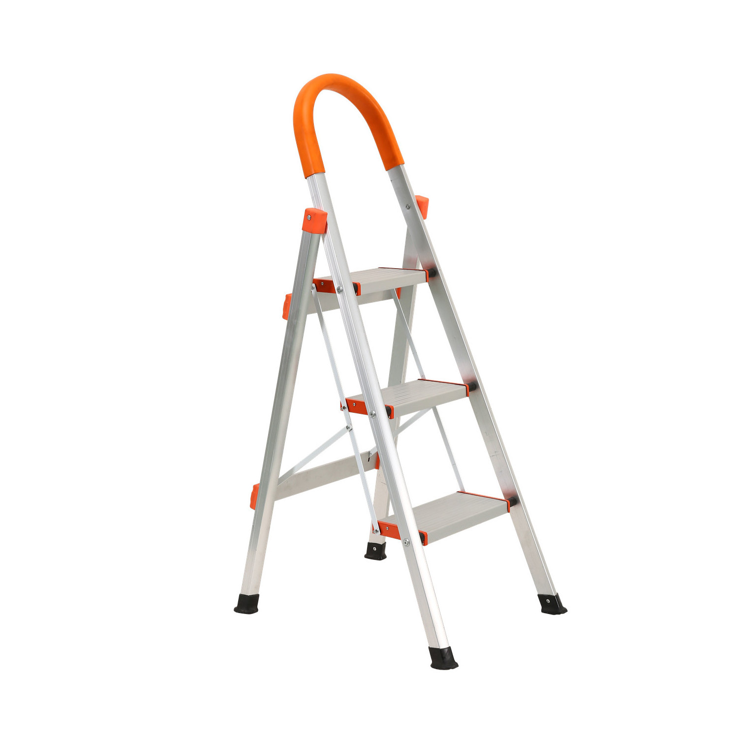 EN131 Working Foldable Household 4 steps Stainless Ladder With Antislip strip for Home Use