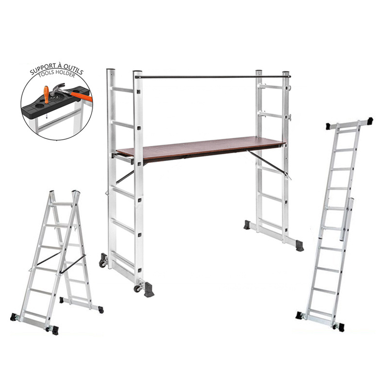 Custom Printed Aluminium Scaffolding Ladder 3.2M EN131 Scaffolding Platform Ladder Outdoor