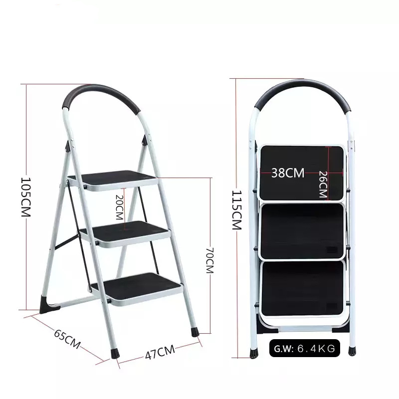 RV Folding Foot Step Stool Ladder 3 Steps Portable Steel Step ladder Wall Lamp Bedroom Corridor Living Room Stairs