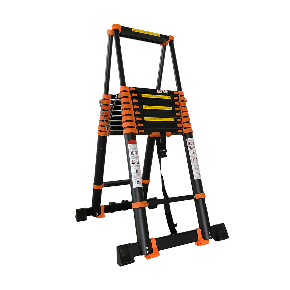 Popular Design Aluminum Telescopic Extension Ladder Scaffold Lift Black Rolling Ladder