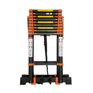 Popular Design Aluminum Telescopic Extension Ladder Scaffold Lift Black Rolling Ladder