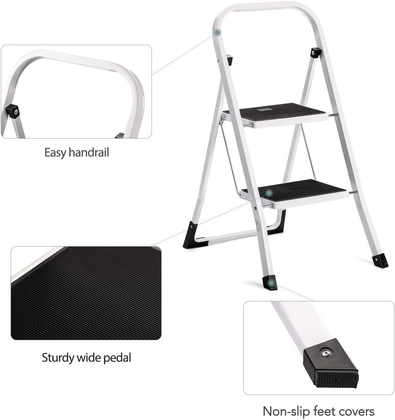 Durable Low Price Steel 2 Step Ladder Portable Pool Ladder Steps Stool Aluminum Stairs Blanket Ladders & racks