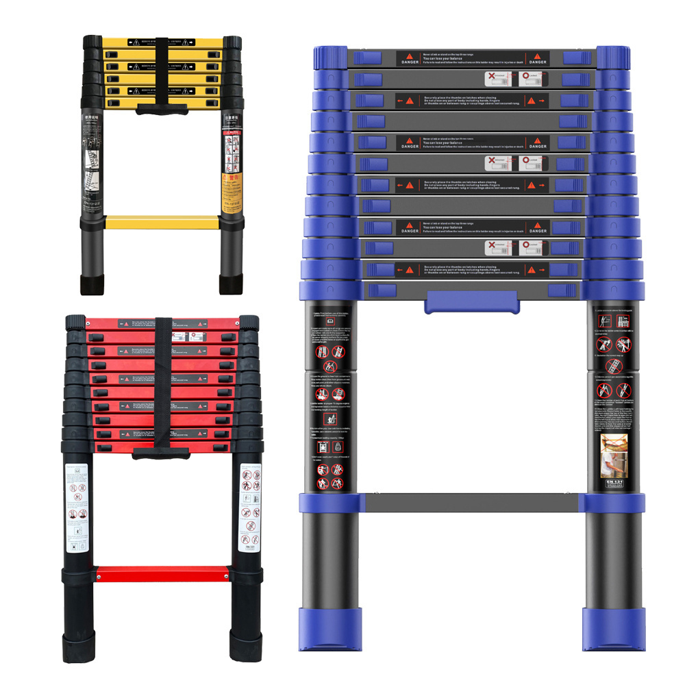 Safety Assured Multi-purpose Ladder 330lbs En131 Aluminum Telescopic Ladder Black with 13 step