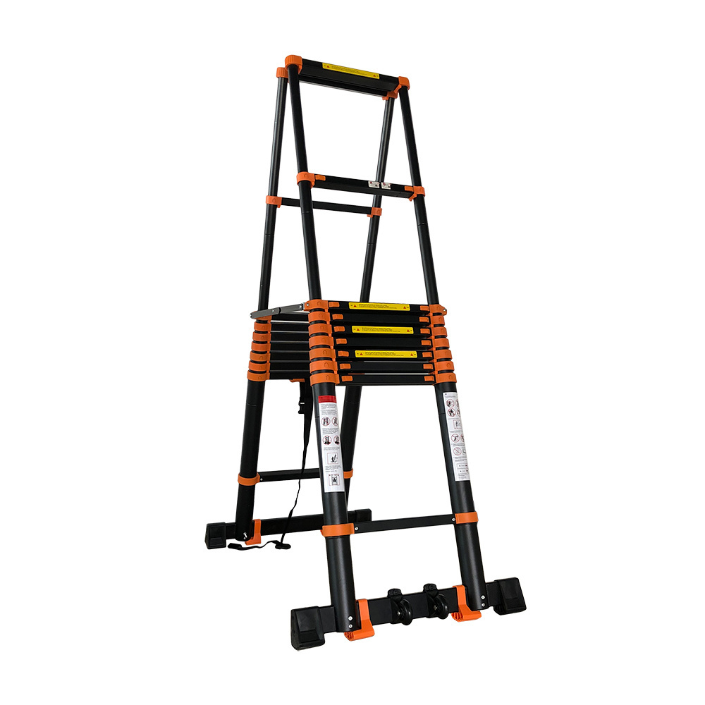 Popular Design Aluminum Telescopic Extension Ladder Scaffold Lift Black Rolling Ladder