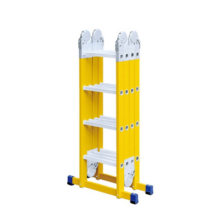 New product Multi-Functional Ladder Fiberglass Multi-Purpose Ladder Factory Telescopic Ladder Aluminium Foldable EN131 Yellow