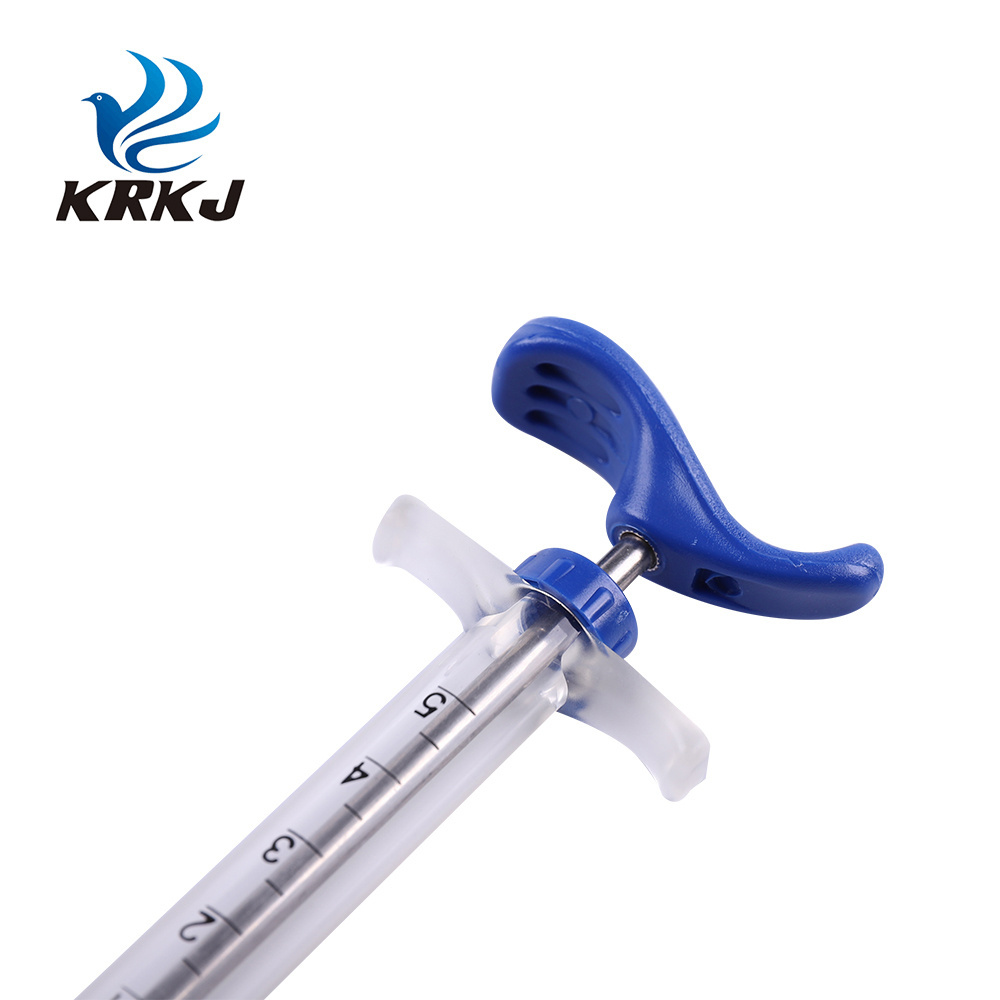 KD313 veterinary instrument tpx nylon poultry pig vaccine syringe 5ml for animal use