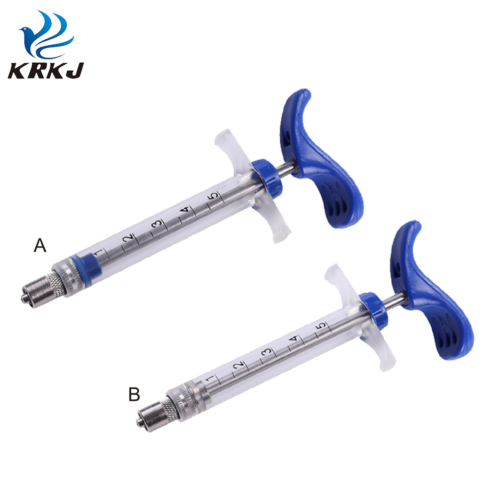 KD313 veterinary instrument tpx nylon poultry pig vaccine syringe 5ml for animal use