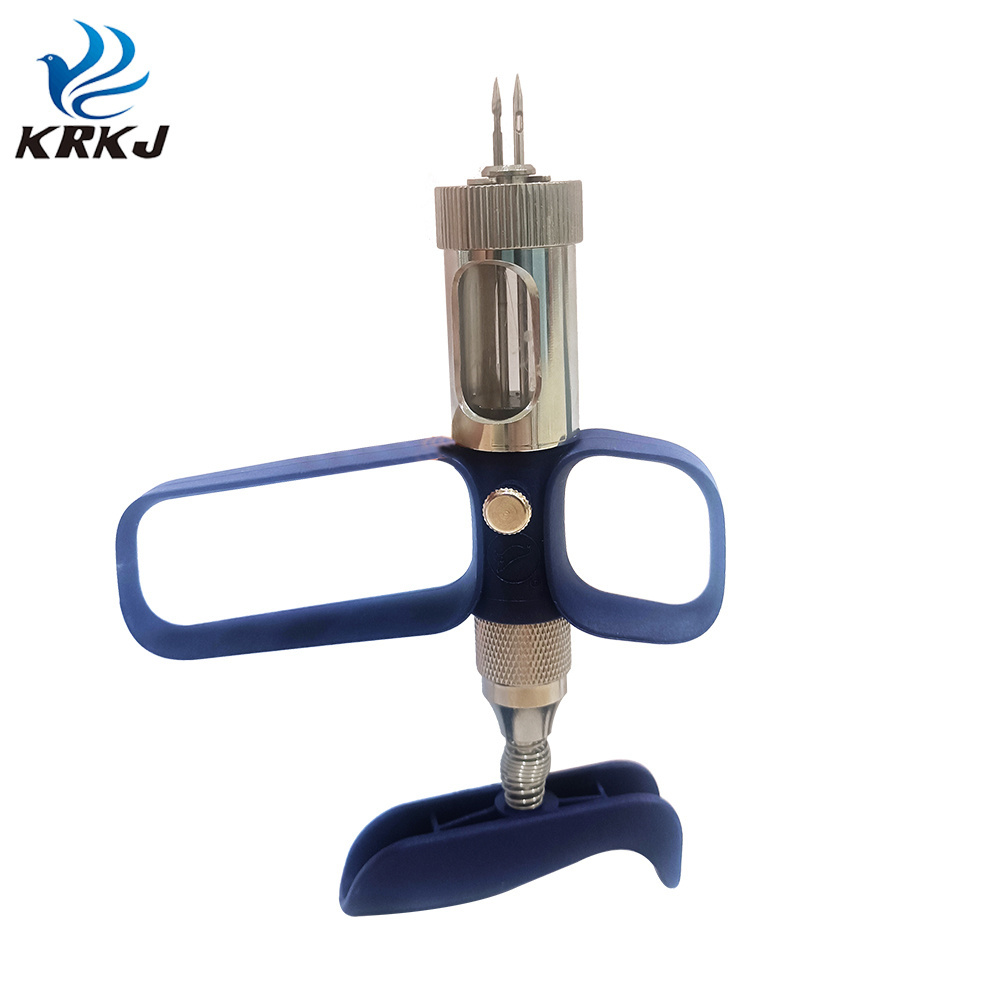 KD132B veterinary chicken puncture instrument automatic 6ml double needle fowl vaccinator injection syringe