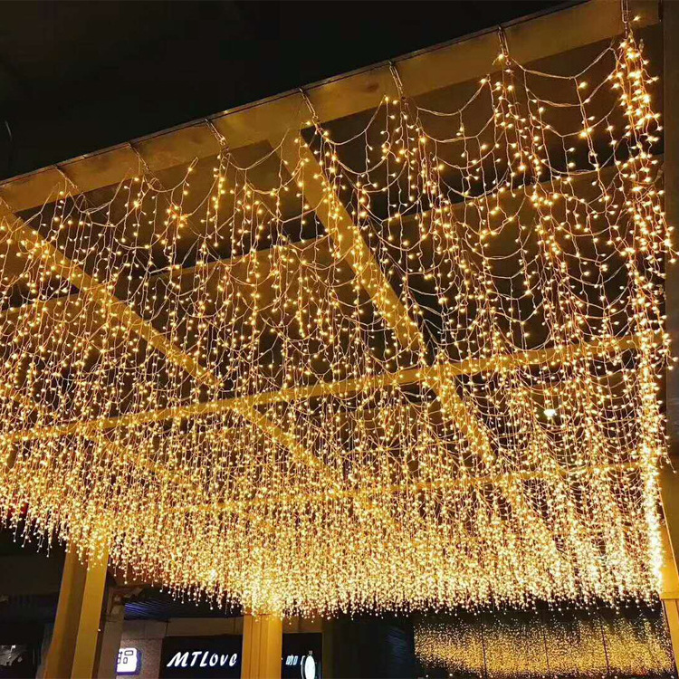 PVC Window Curtain Lights String 3M*3 M 300 LED 8 Lighting Modes Fairy Copper Light with Remote for Bedroom Party Wedding Home