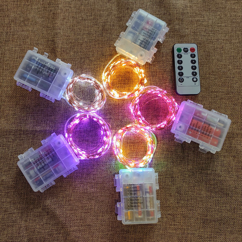 Waterproof Remote Control Fairy Lights Battery Operated LED Lights Decoration 8 Mode Timer String Copper Wire Christmas