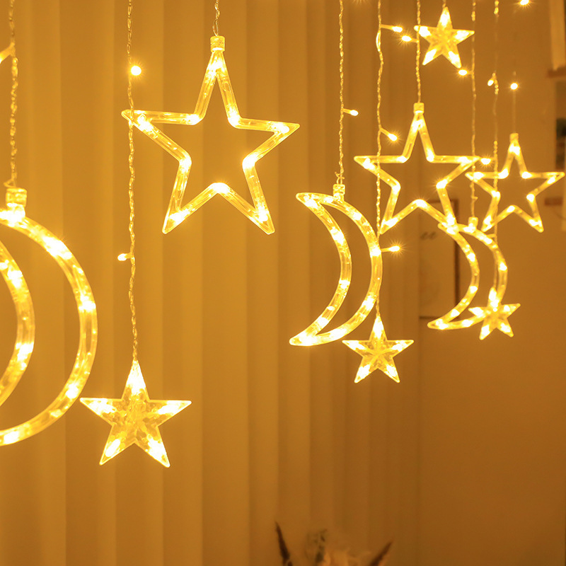 3.5M LED Moon Star Curtain String Lights 220V Christmas Garlands Fairy Light Outdoor For Home Party Wedding Holiday Decoration