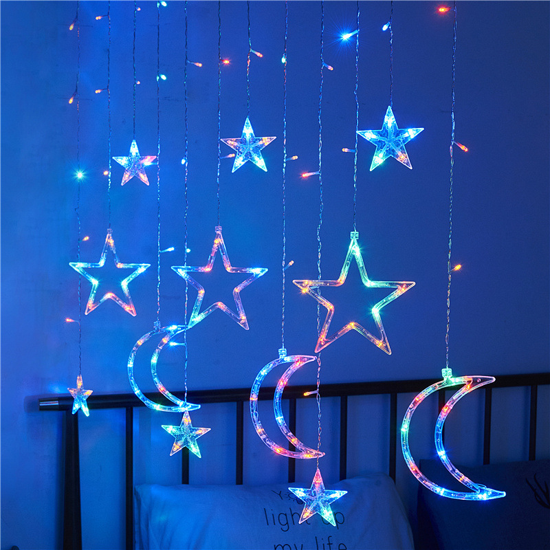 3.5M LED Moon Star Curtain String Lights 220V Christmas Garlands Fairy Light Outdoor For Home Party Wedding Holiday Decoration