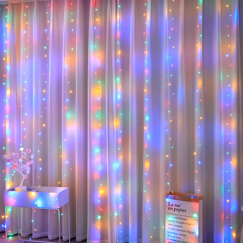 New Window Curtain Lights String 3M*3 M 300 LED 8 Lighting Modes Fairy Copper Light with Remote for Bedroom Party Wedding Home