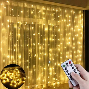 New Window Curtain Lights String 3M*3 M 300 LED 8 Lighting Modes Fairy Copper Light with Remote for Bedroom Party Wedding Home