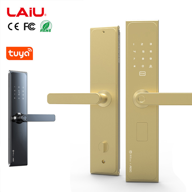 LAIU golden hook lock mortise metal smart fingerprint door lock for home security