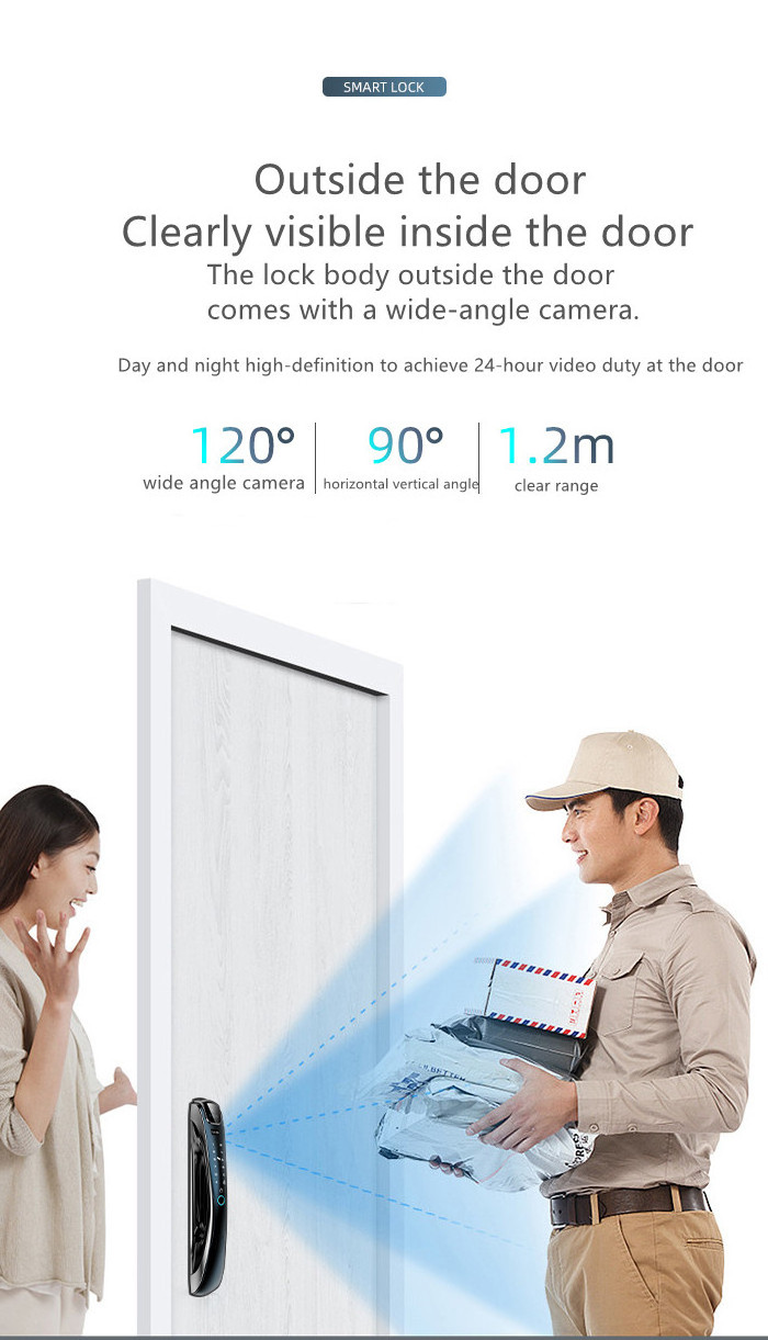 LAIU Q9S 3D Face Recognition Video Intercom Cat Eye Camera Fingerprint Waterproof Smart Door Lock