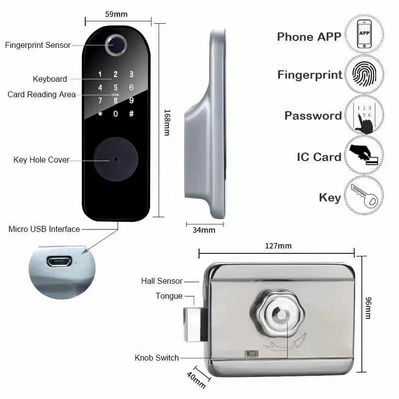 LAIU Wi-fi Apartment Outdoor Gate Door Fingerprint Smart Digital Door Lock Waterproof