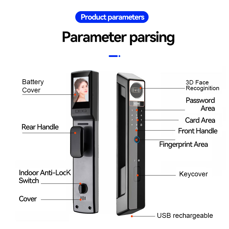 LAIU Q7 smart lock fingerprint wifi lock with camera 3 in one face recognition